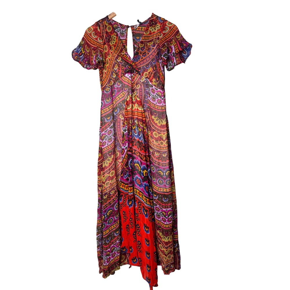 Anthropologie Akemi + Kin Paisley Floral Maxi Dress Multi-Color Boho V-Neck 2